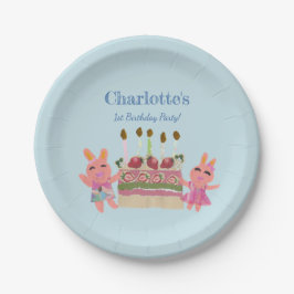 Cute Berry Sweet Bunny Blue Barns födelsedag Party