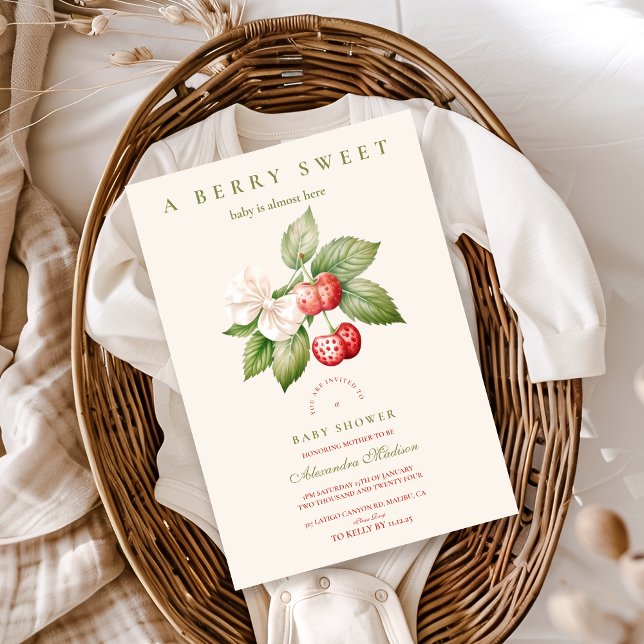 Cute Berry Sweet Coquette Baby Shower Inbjudningar (Skapare uppladdad)
