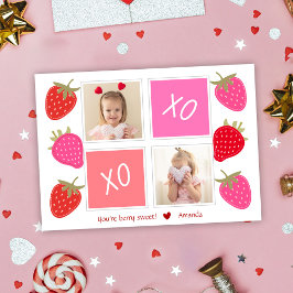 Cute Berry Sweet Kids Photo Valentine Day Julkort