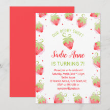 Cute Berry Sweet Red Strawbär Birthday