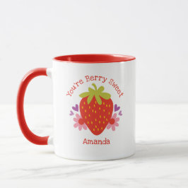 Cute Berry Sweet Red Strawberry Blommigt Mugg