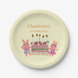 Cute Berry Sweet Rosa Bunny Birthday Gult