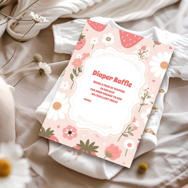 Cute Berry Sweet Rosa Coquette Diapper Raffle Tilläggskort (Skapare uppladdad)