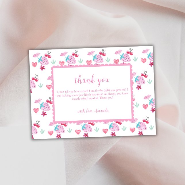 Cute Berry Sweet Valentine Baby Shower Tack Kort (Cute Berry Sweet Sweetheart Valentine Baby Shower Thank You Card)