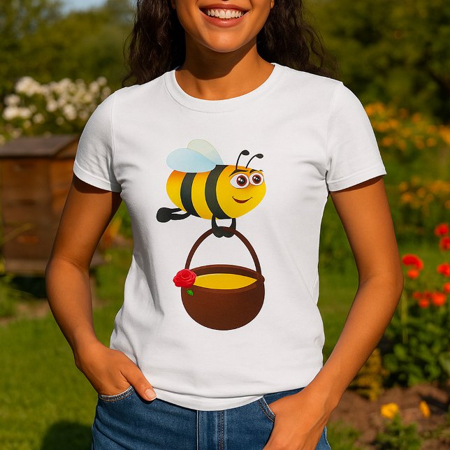 Cute Bes som fraktar honungspot med blomma T Shirt (Skapare uppladdad)