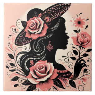 Cute BeSnyval dam som ritar hem Kakelplatta