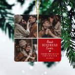 Cute Best 'Boyfriend' Ever 3 Photo Collage  Julgransprydnad Keramik<br><div class="desc">Create your very own 'best boyfriend ever' gift with this cute photo collage christmas ornament. Featuring 3 photographs of your choice,  the text 'Best Boyfriend Ever',  a sweet quote,  a cute little heart and name.</div>