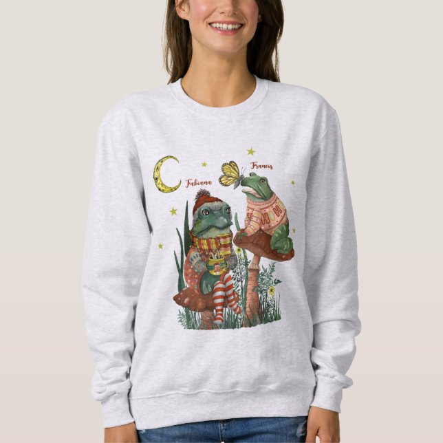 Cute Best Friend Frogs på svensk julsvett T Shirt (Framsida)