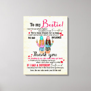 Cute Best Friend-gåva, fina Vänskap-daggåvor Canvastryck