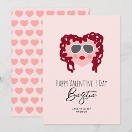 Cute Best Friend Girl Valentines day Bestie Heart Julkort