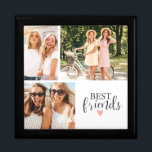 Cute Best Friends Bestie-skriptfotokollage Minnesask<br><div class="desc">En vänskaplig foto med plats för 3 foton. Anpassa den med foton av dina vänner och spara dina minnesmärken från roligtens tider tillsammans. Designad av Blackberry Boulevard.</div>