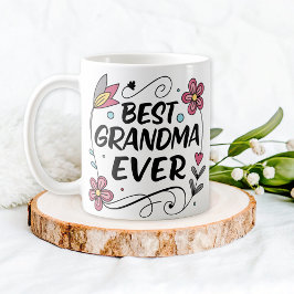 Cute Best Grandma All Blommigt Coffee Mugg