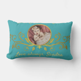 Cute Best Grandma-fotot av Guld Teal Blue Thrid Lumbarkudde