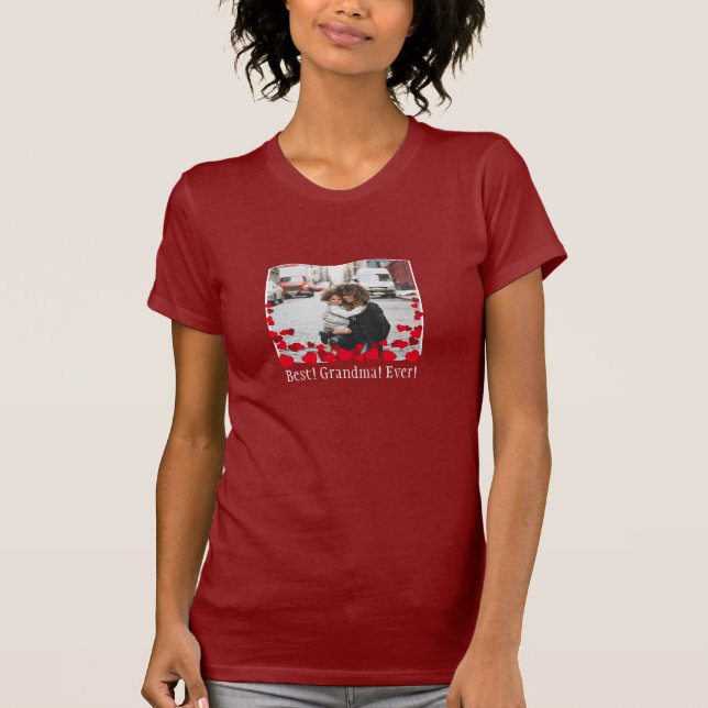 Cute Best Grandma nånsin! Family Photo Anpassnings T Shirt (Framsida)