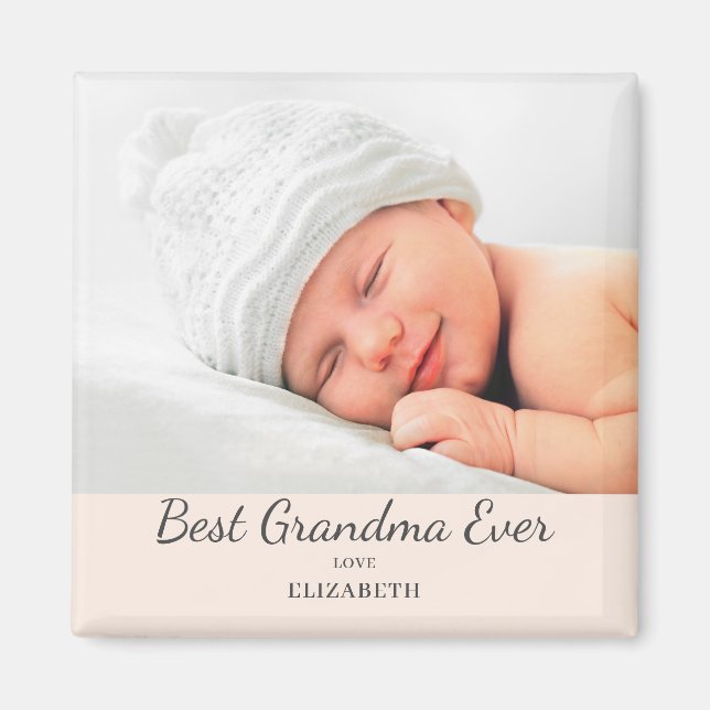 Cute Best Grandma Photo Namn Magnet (Framsidan)
