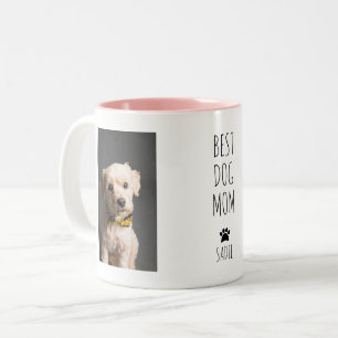 Cute Best Hund Mamma Rosa White Handskriftlig text Två-Tonad Mugg