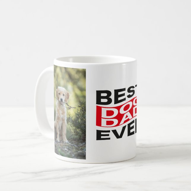 Cute Best Hund Pappa någonsin Pet 2 Photo Anpassni Kaffemugg (Framsida vänster)