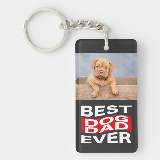 Cute Best Hund Pappa någonsin Pet Photo Anpassning Nyckelring (Framsidan)