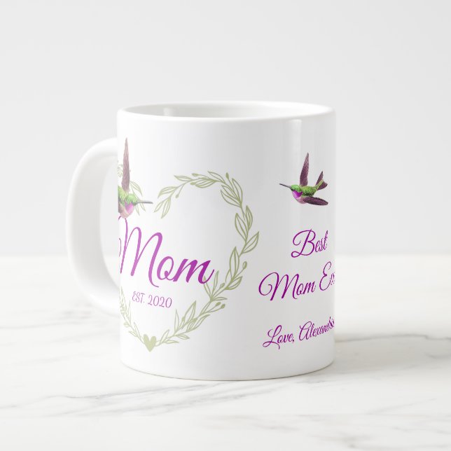 Cute Best Mamma någonsin Heart Hummingbird Jumbo Mugg (Framsida vänster)