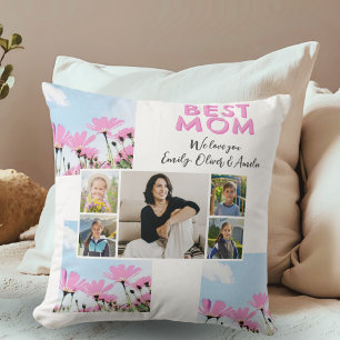 Cute Best Mamma Rosa Flowers 5 Photo Collage Kudde