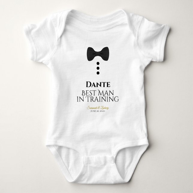 Cute Best Man i Träning Black Tie Bröllop T Shirt (Framsida)