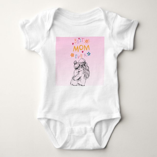 Cute Best Mom Ever Baby Shower Gift Bodysuit T Shirt (Framsida)