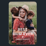 Cute BEST MORSA NER Heart Mors dag Photo Magnet<br><div class="desc">Cute Best Morsa någonsin Heart Mors dag Photo Magnets ger ditt favoritfoto med texten "best morsa någonsin" i ett modernt,  vitt skript med ett hjärta och namn nedan. Anpassa genom att redigera texten i den angivna textrutan och lägga till ditt eget bild. Designad av ©2022 Evco Studio www.zazzle.com/store/evcostudio</div>