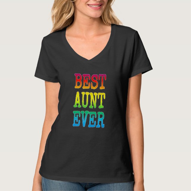 Cute Best Moster någonsin Rainbow Färg Auntie Sist T Shirt (Framsida)