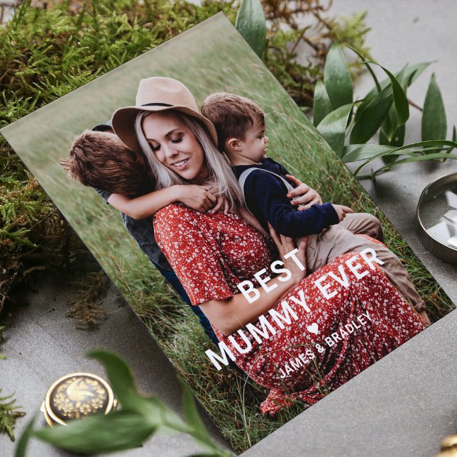 Cute BEST MUMMY EVER Heart Mors dag Photo Julkort (Skapare uppladdad)