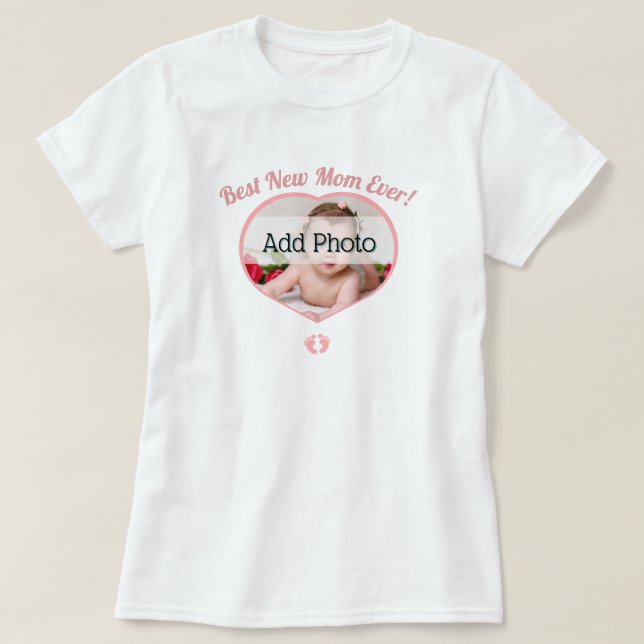 Cute Best New Mor Baby Photo Flicka Heart T Shirt (Design framsida)