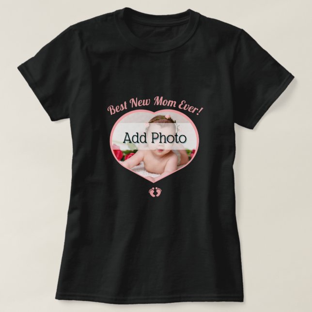 Cute Best New Mor Baby Photo Flicka Heart T Shirt (Design framsida)