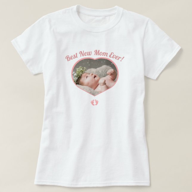 Cute Best New Mor Baby Photo Flicka Heart T T Shirt (Design framsida)