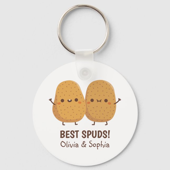 Cute Best Spuds Best Buds Funny Potatis Pun Nyckelring (Framsida)
