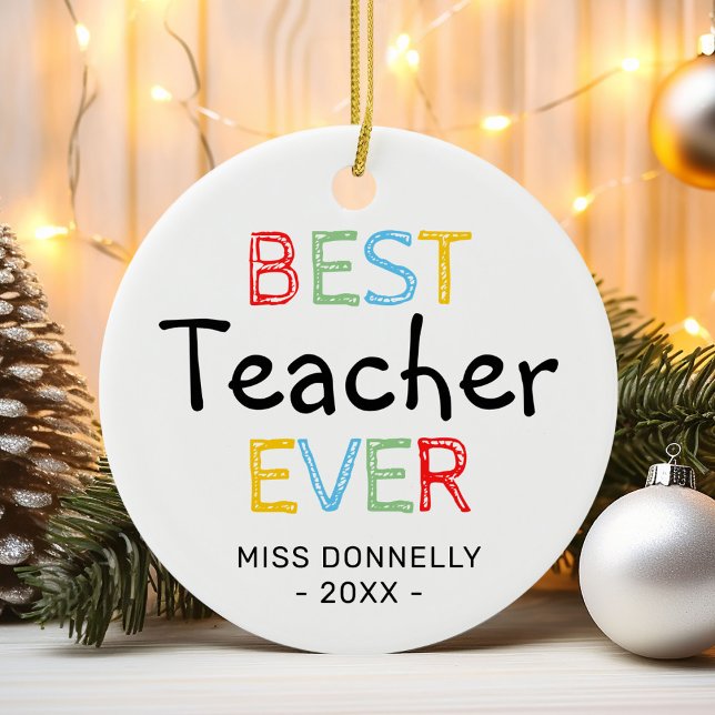 Cute Best Teacher - jul Julgransprydnad Keramik (Skapare uppladdad)