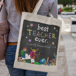 Cute Best Teacher någonsin | Avskrivningsgåva Tygkasse