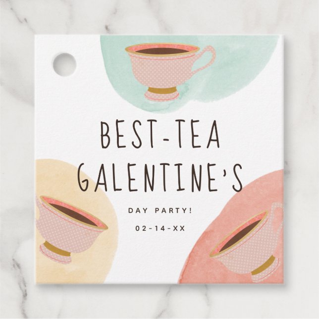 Cute Best-Teas Galentine Day Party Gåvor Etiketter (Framsida)