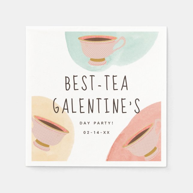 Cute Best-Teas Galentine Day Party Pappersservett (Framsidan)