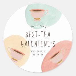 Cute Best-Teas Galentine Day Party Runt Klistermärke
