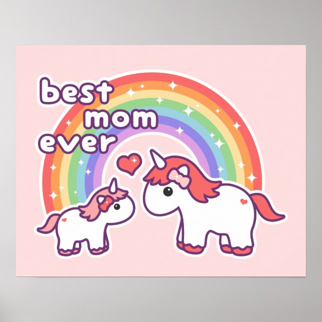 Cute Best Unicorn Mamma någonsin Poster (Framsidan)