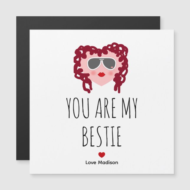 Cute Bestie Rosa Red Heart BFF-Valentineser (Fram/baksida)