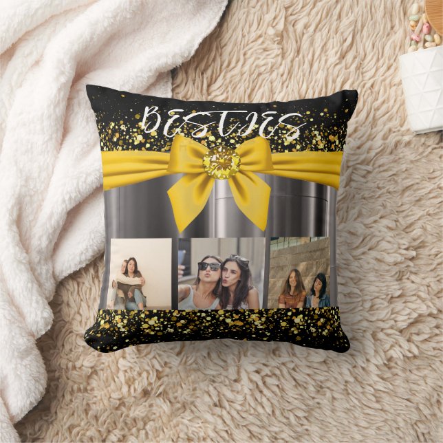 Cute Besties Best Friends Photo Collage BFF Modern Kudde (Filt)