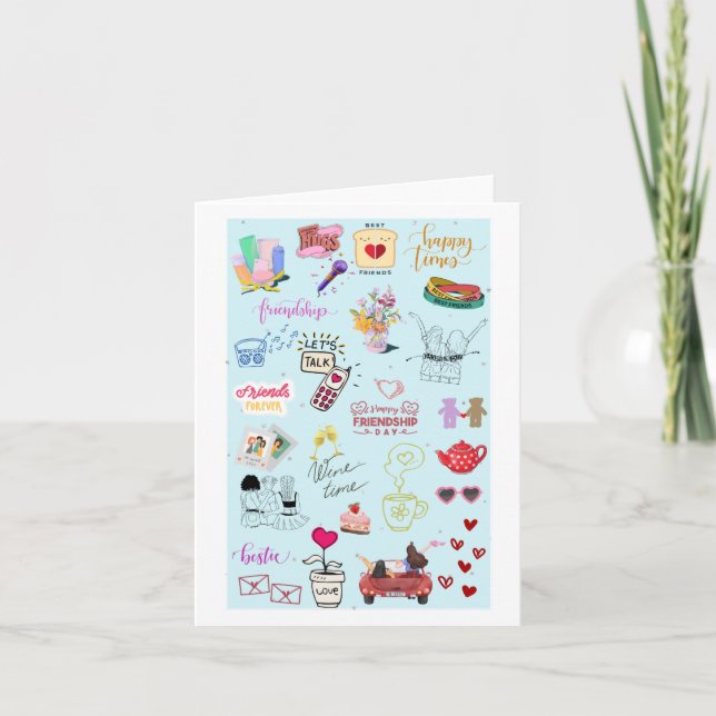 Cute Besties Collage Funny Galentine's Card Kort (Framsida)