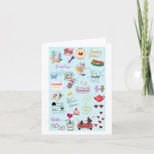 Cute Besties Collage Funny Galentine's Card Kort