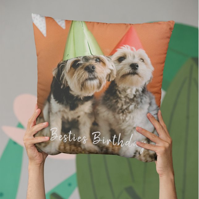Cute Besties Photo Hund älskare Birthday jul Kudde (Skapare uppladdad)