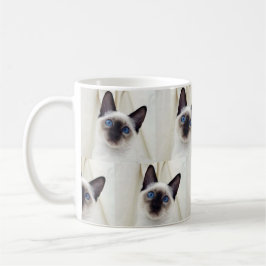 Cute Bevalt Black White Pet Siamese Kattat Kaffemugg