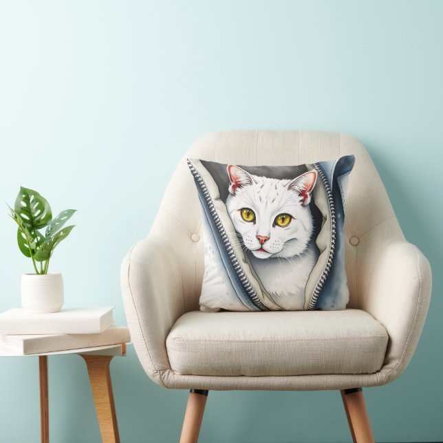 Cute Bevalt Modern Watercolor Cat Collection Kudde (Stol)