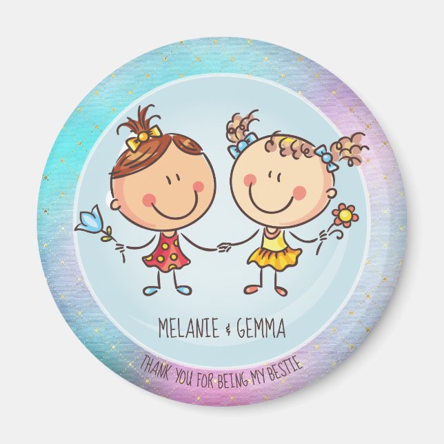 Cute BFF Besties Kawaii-gåvor till flickvänner Magnet (Framsidan)