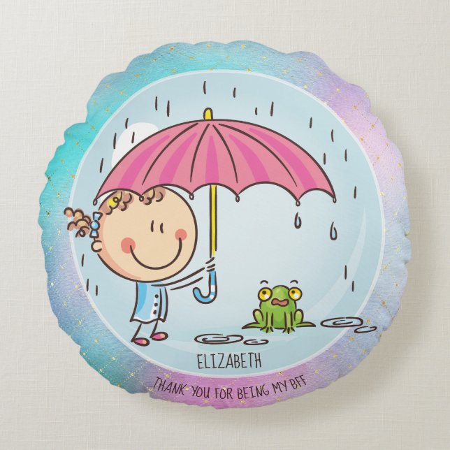 Cute BFF Besties Kawaii-gåvor till flickvänner Rund Kudde (Framsidan)