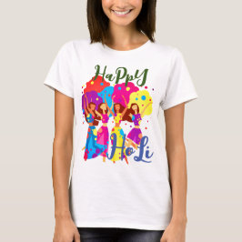 Cute BFF-flickor som spelar Holi T Shirt