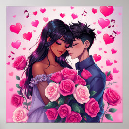 Cute Bi-Race Anime Valentindagen Poster